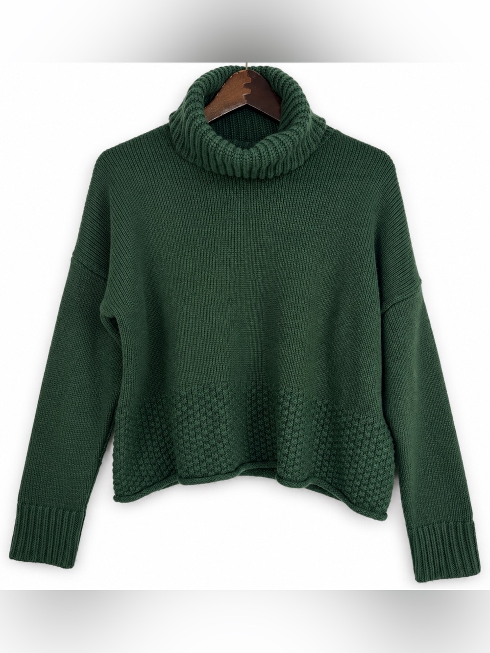 Madewell Forest Green Merino Wool Blend Boxy Turtleneck Sweater S